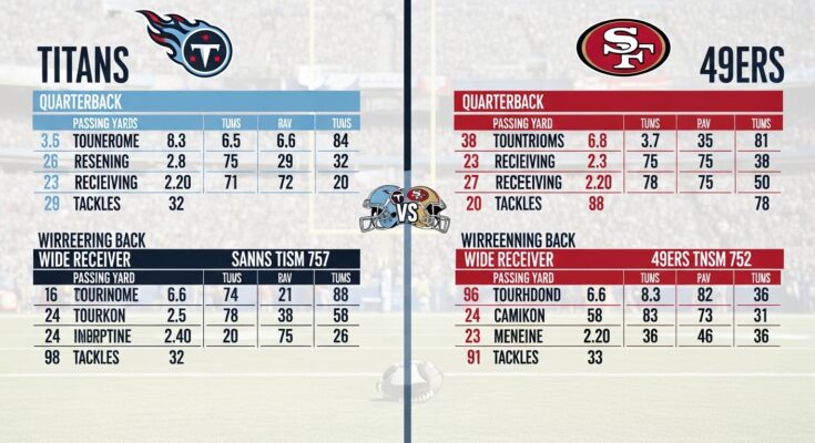 Tennessee Titans vs 49ers Match Player Stats